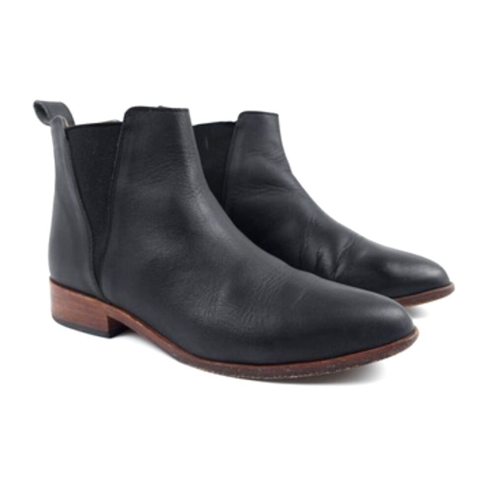 NISOLO Eva Everyday Chelsea Boot Black Leather Ankle Old Money Quiet Luxury 7.5